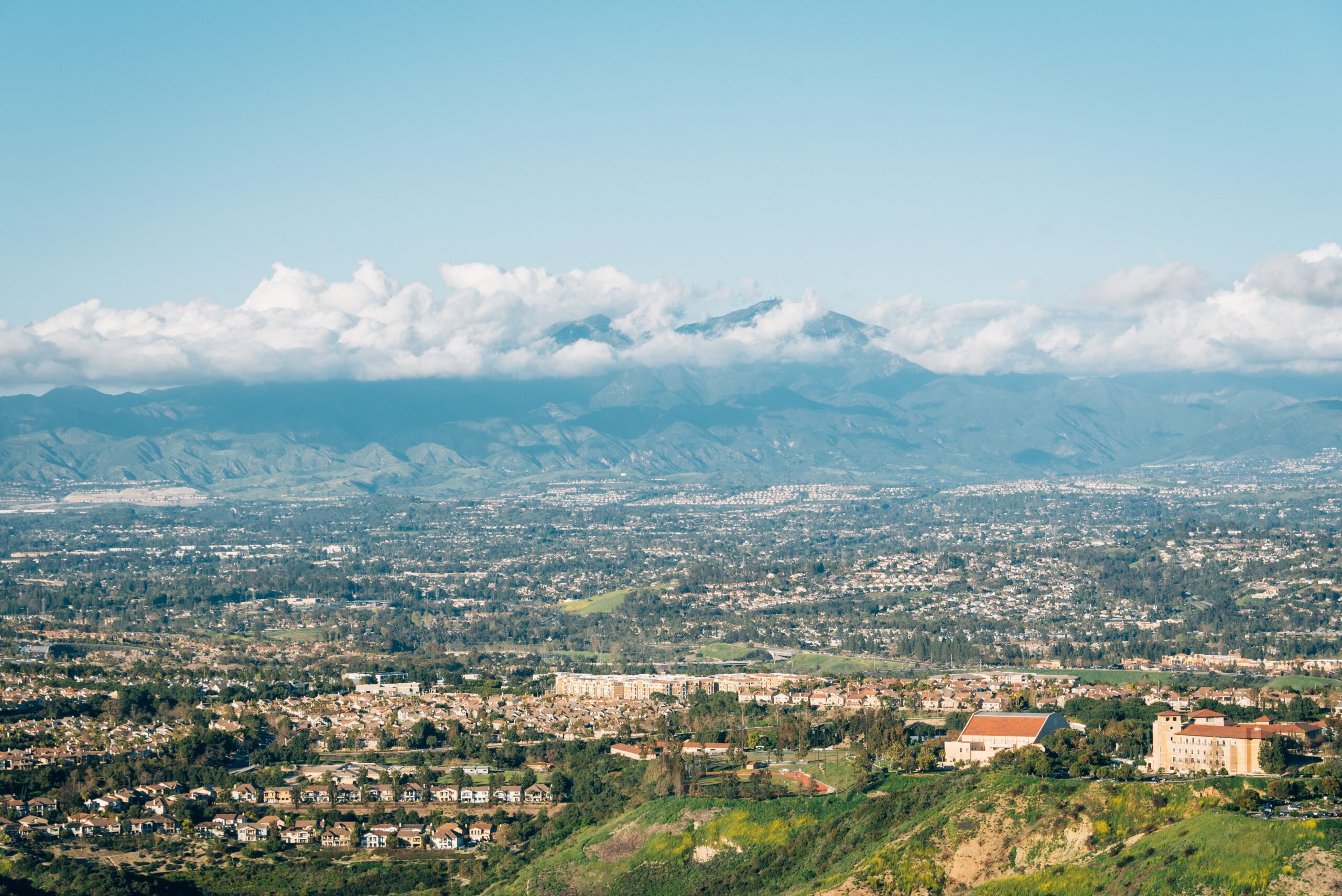 View of Orange County, California and mountains